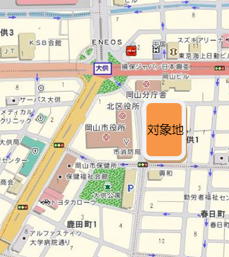 「三井のリパーク」岡山市役所前駐車場地図